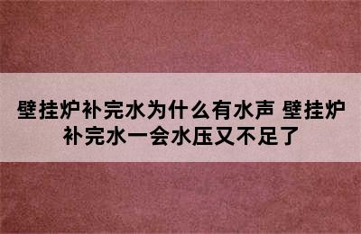 壁挂炉补完水为什么有水声 壁挂炉补完水一会水压又不足了